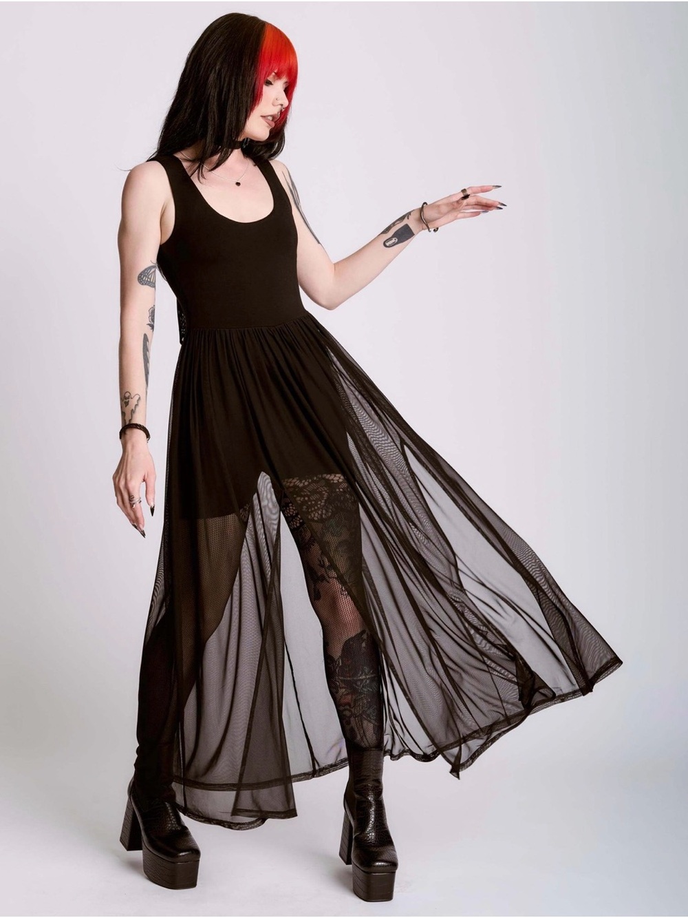 Midnight Hour Maxi Mesh Romper